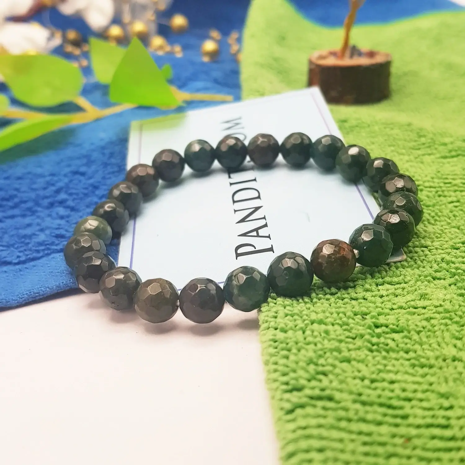Blood Agate Diamond Cut Bracelet - To Boost Fertility