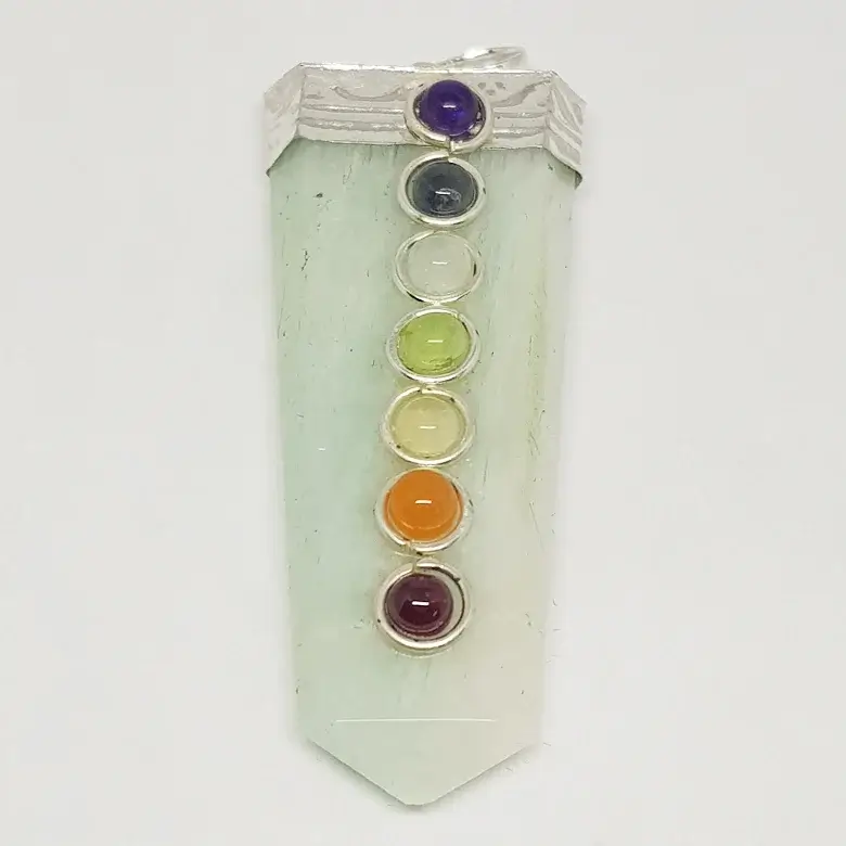 Blue Amazonite 7 Chakra Pencil Pendant - Image 4