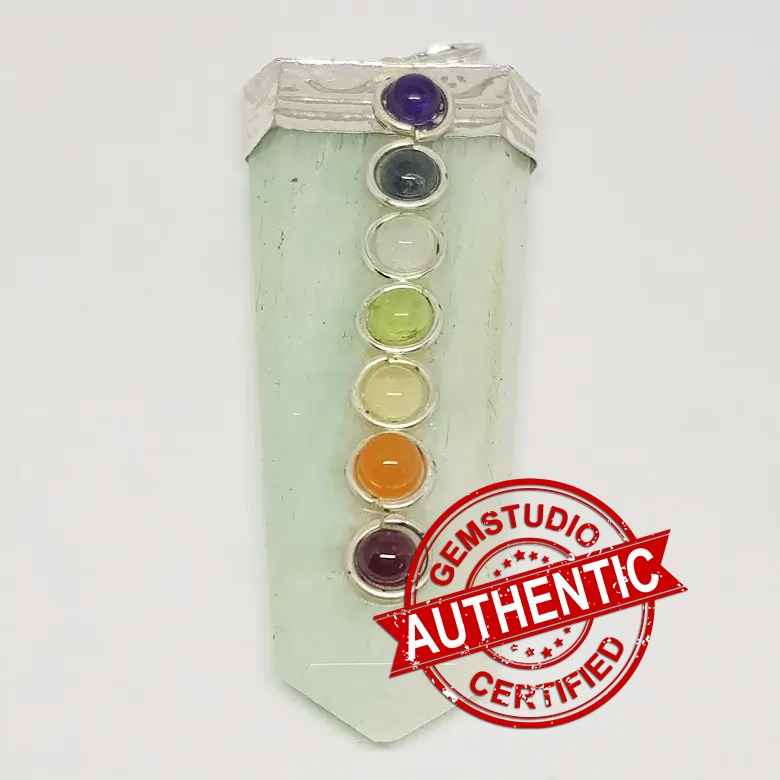 Blue Amazonite 7 Chakra Pencil Pendant - Image 5