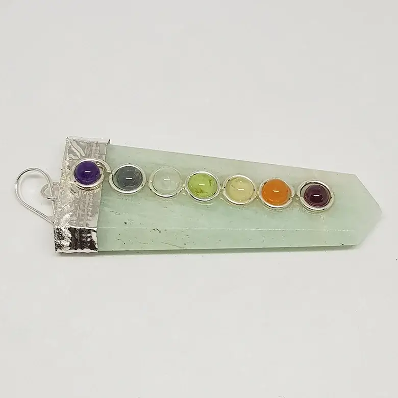 Blue Amazonite 7 Chakra Pencil Pendant - Image 6