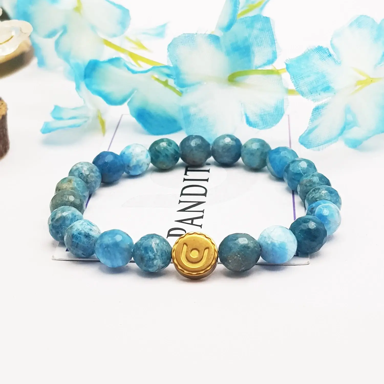 Blue Apatite Diamond Cut Bracelet - To Get Forecasting Ability - Image 2