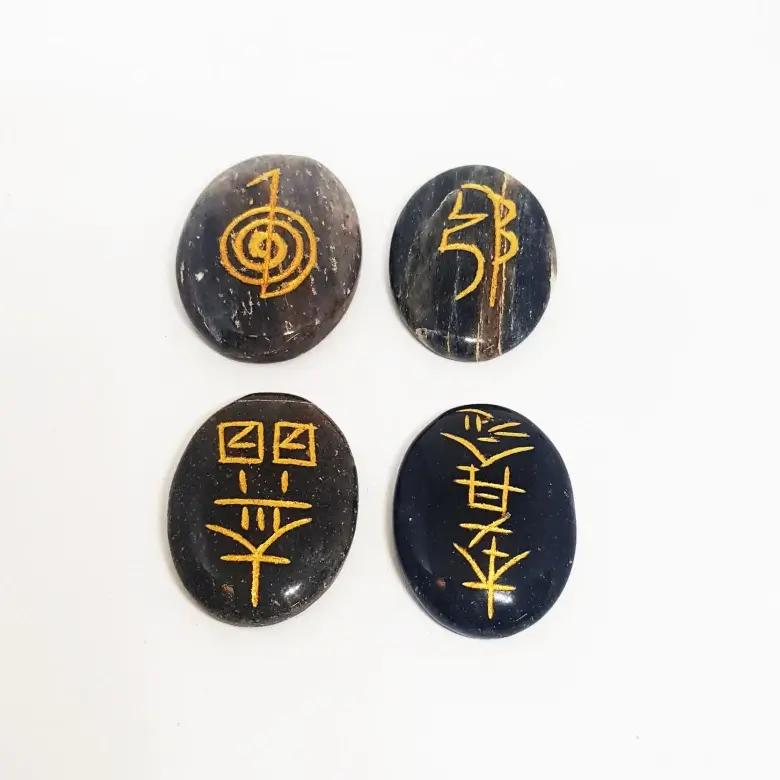 Blue Aventurine Reiki Symbol Healing Stones Set - For Positivity - Image 3