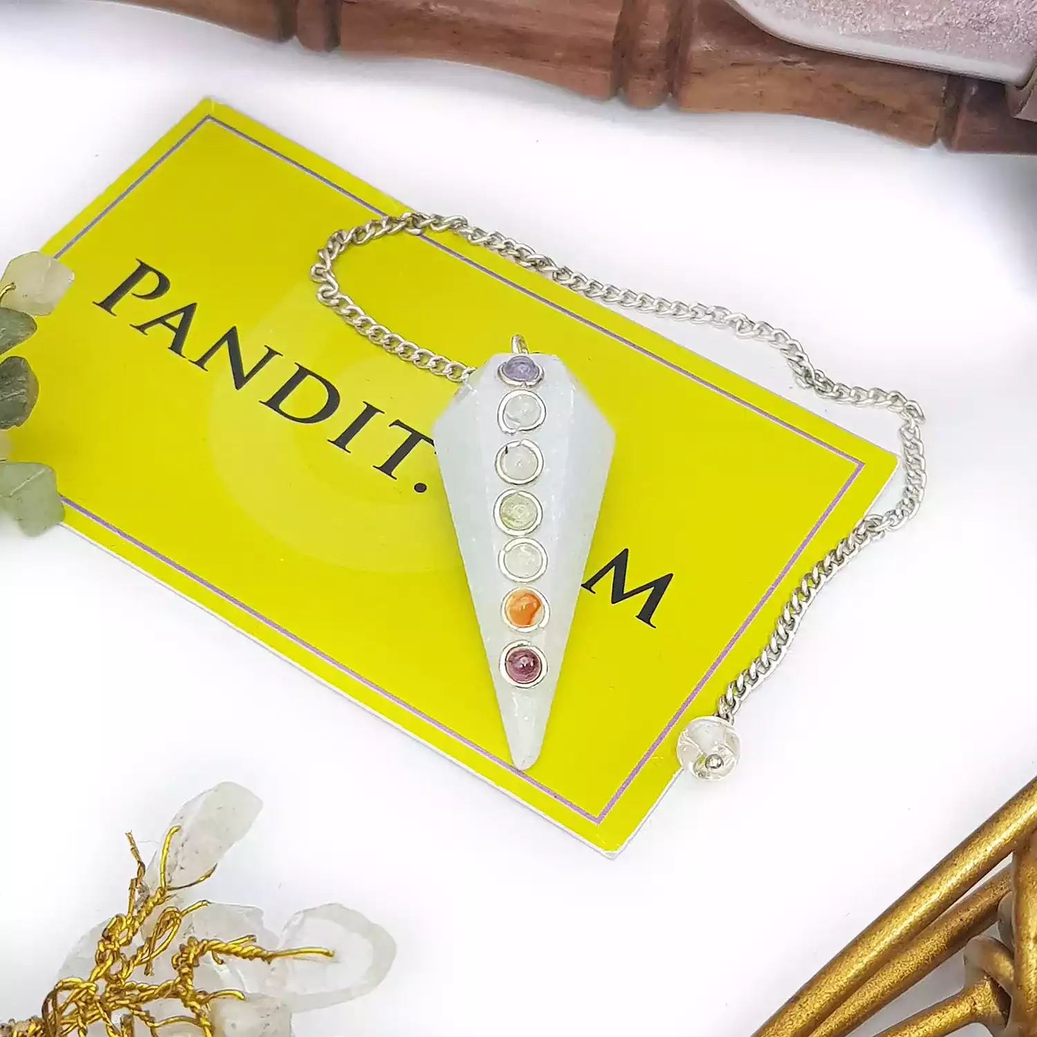 Blue Calcite 7 Chakra Dowsing Pendulum - For Progress in Life - Image 2