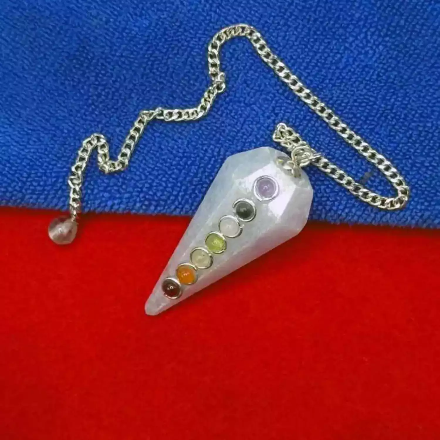 Blue Calcite 7 Chakra Dowsing Pendulum - For Progress in Life - Image 3