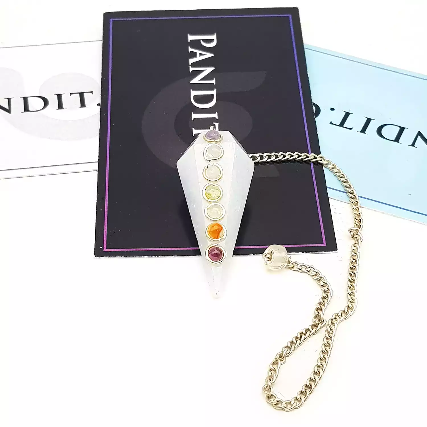 Blue Calcite 7 Chakra Dowsing Pendulum - For Progress in Life - Image 4