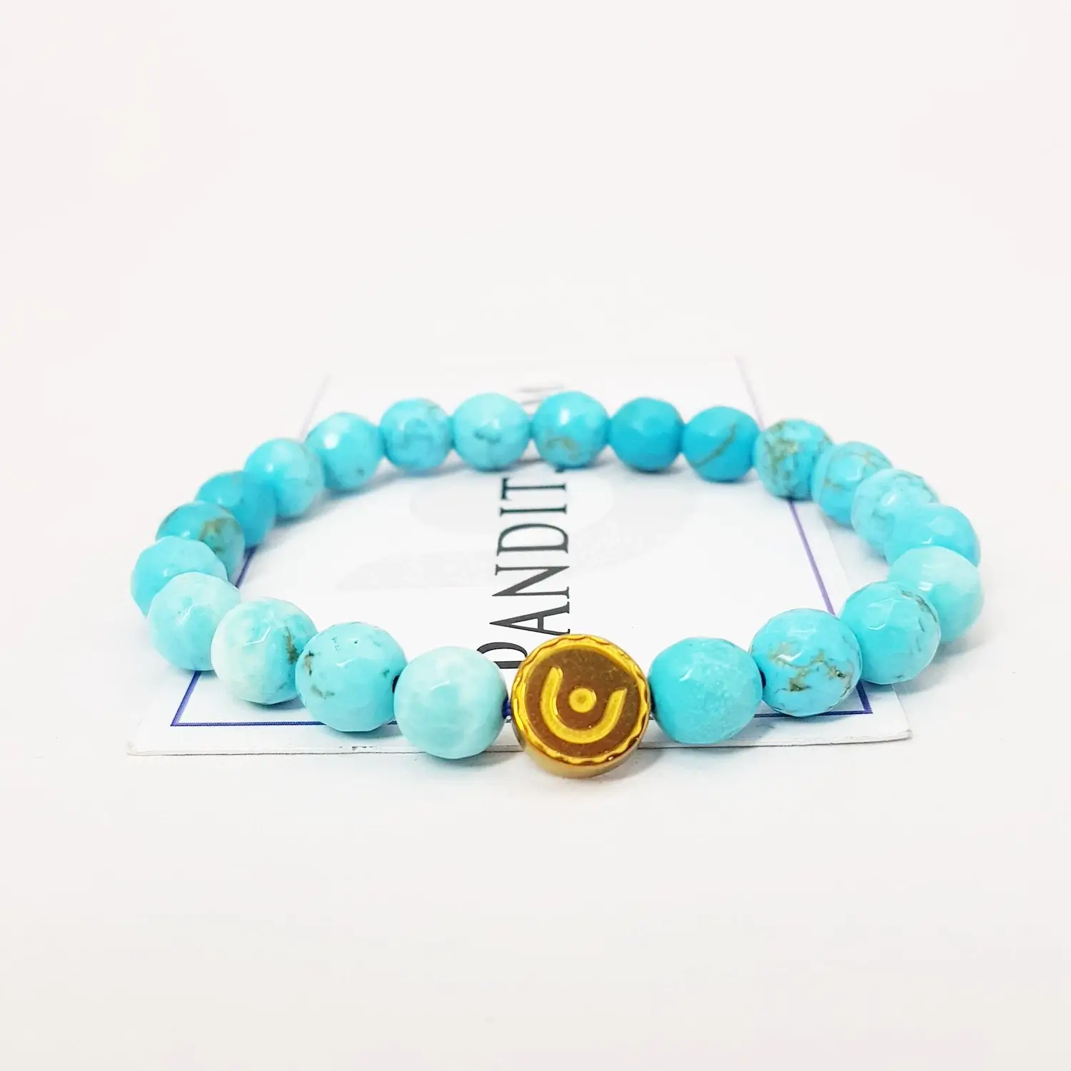 Blue Magnesite Turquoise Diamond Cut Bracelet - For Multiple Gains - Image 3