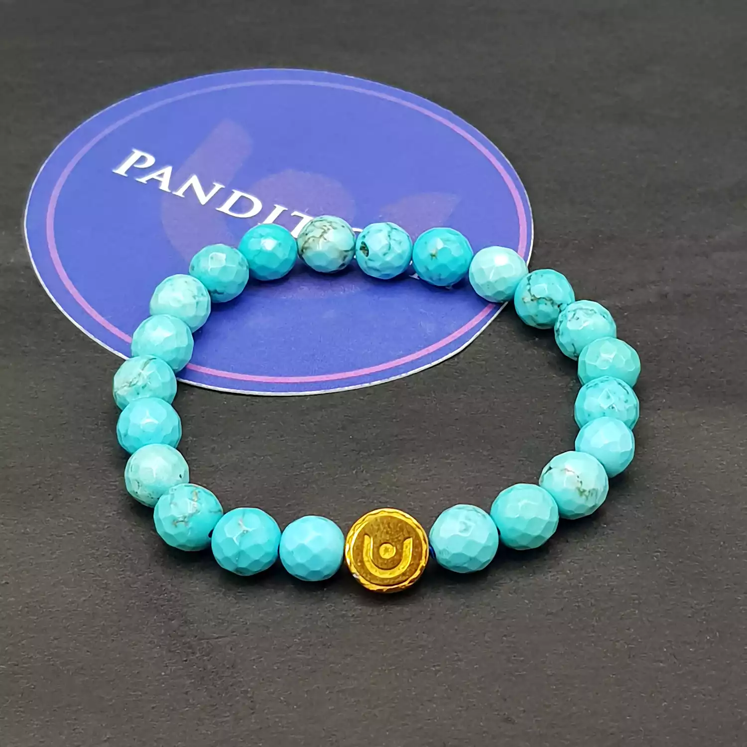 Blue Magnesite Turquoise Diamond Cut Bracelet - For Multiple Gains - Image 4