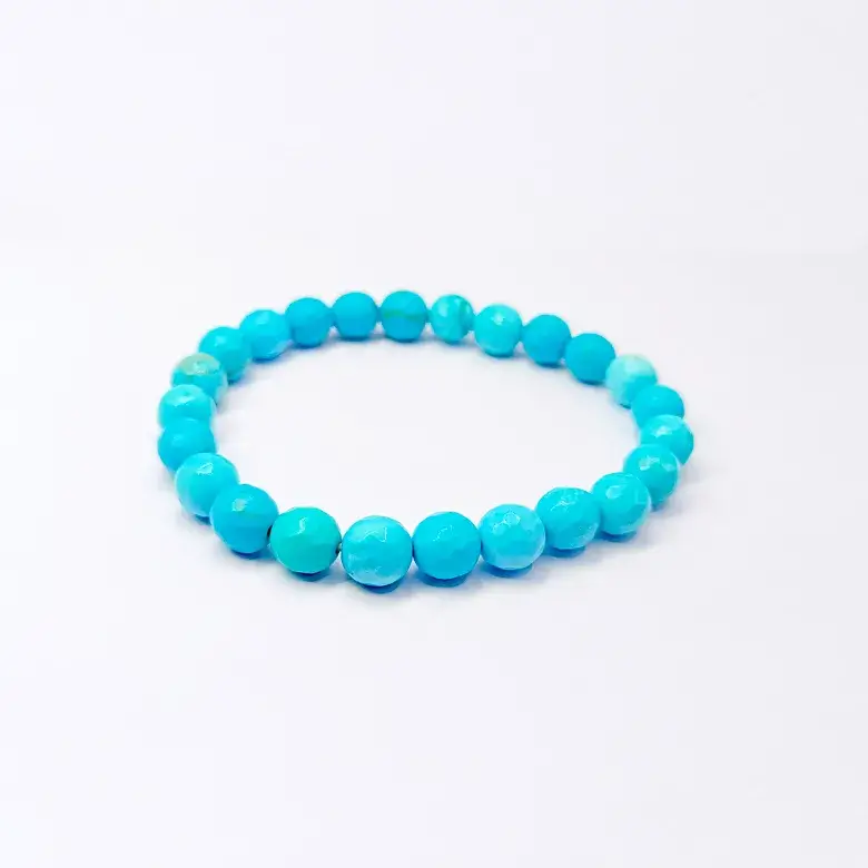 Blue Magnesite Turquoise Diamond Cut Bracelet - For Multiple Gains - Image 7