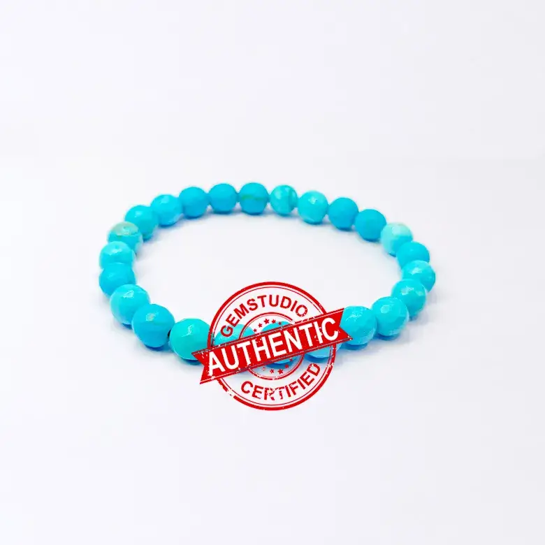Blue Magnesite Turquoise Diamond Cut Bracelet - For Multiple Gains - Image 8