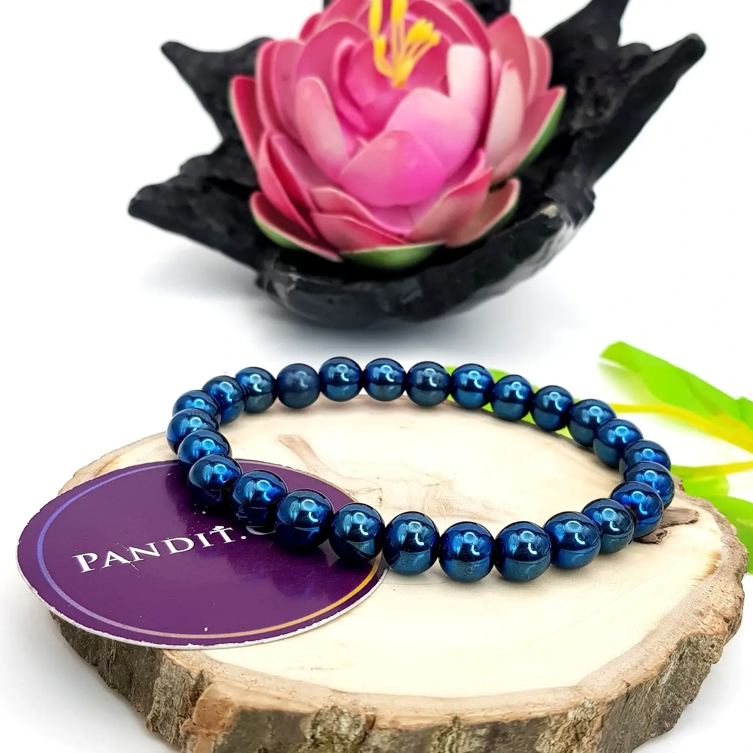 Blue Peacock Hematite Bracelet - Image 2