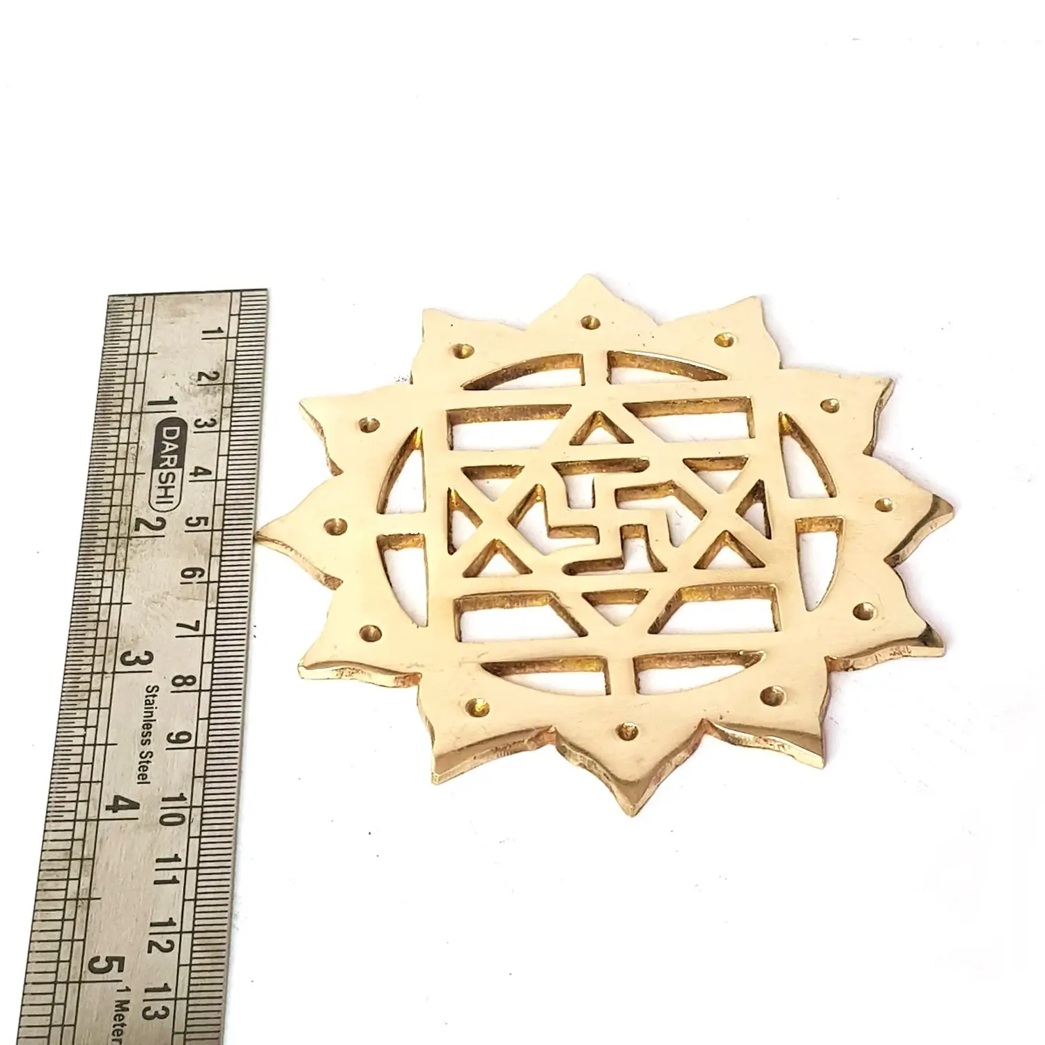 Brass Swastik with Lotus Flower Plate - Image 3