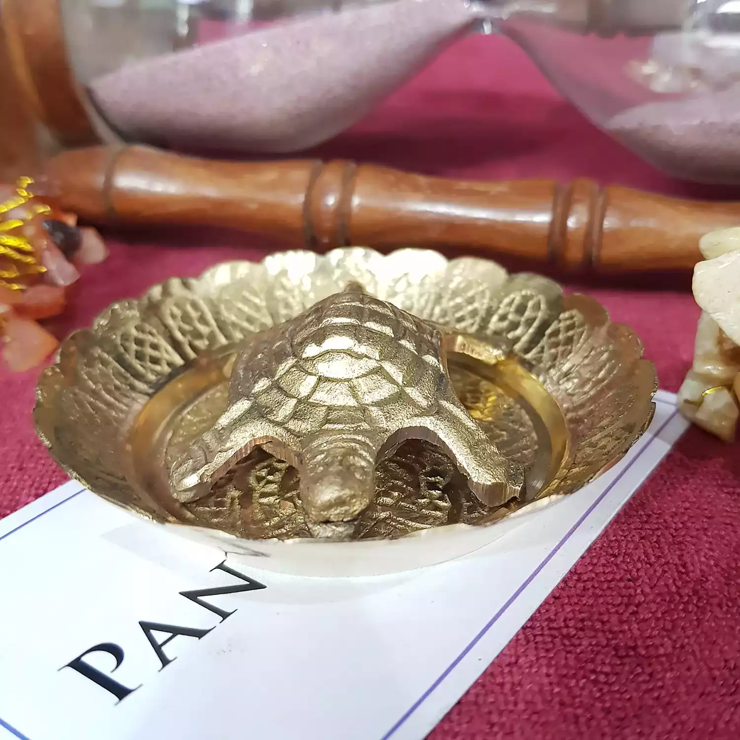 Brass Turtle with Plate for Positive Energy - Image 3