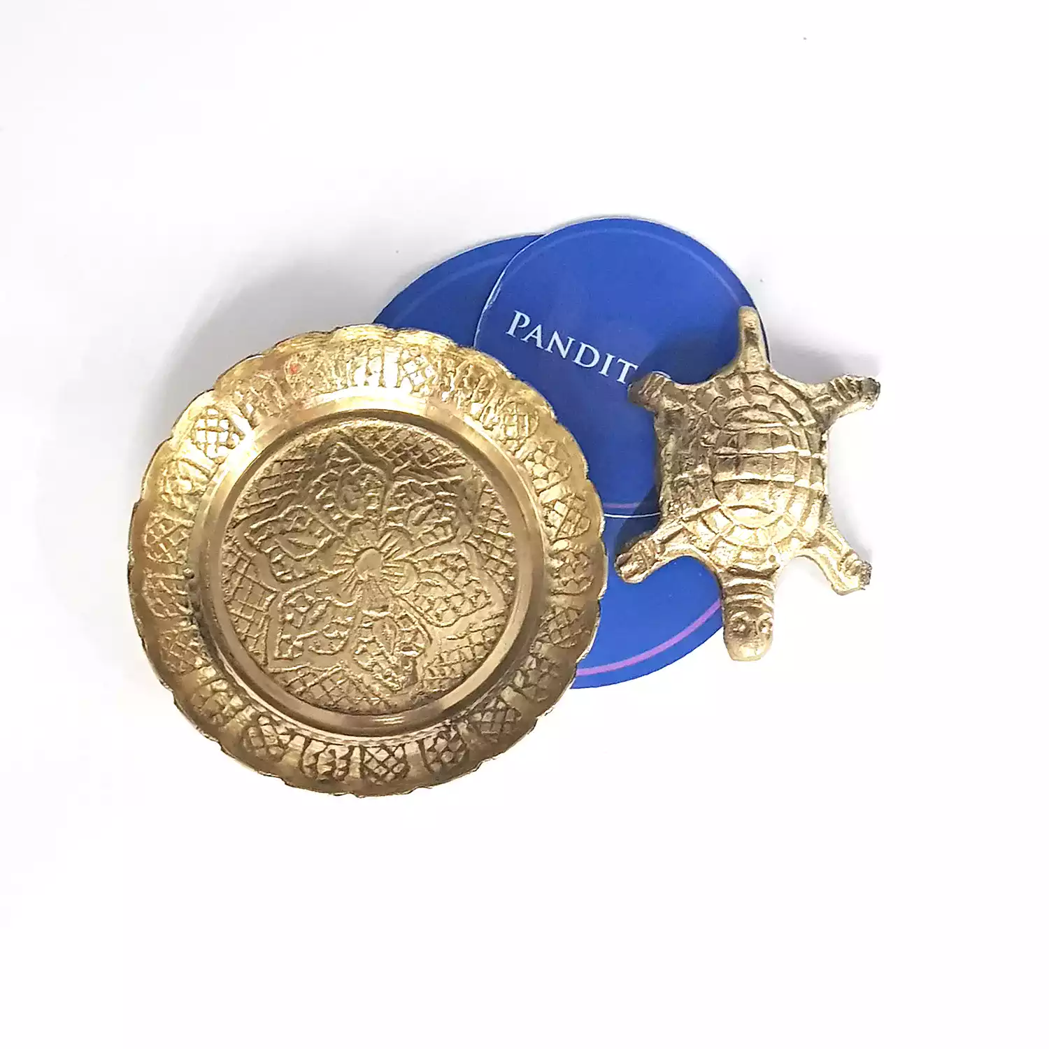 Brass Turtle with Plate for Positive Energy - Image 4