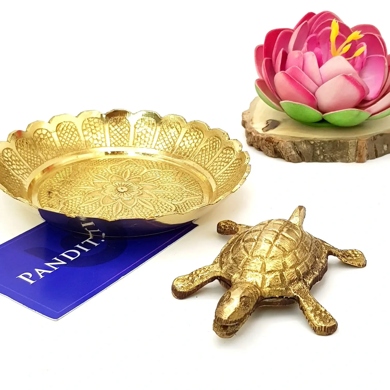 Brass Turtle with Plate for Positive Energy - Image 5