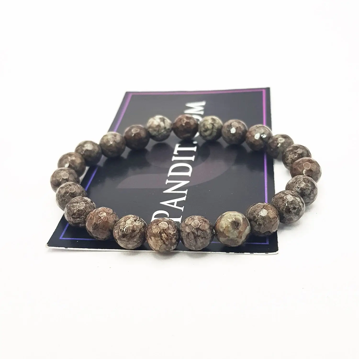 Brown Snowflake Obsidian Diamond Cut Bracelet - To Purify Aura - Image 3