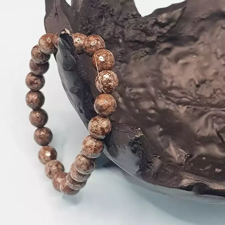 Brown Snowflake Obsidian Diamond Cut Bracelet - To Purify Aura - Image 4
