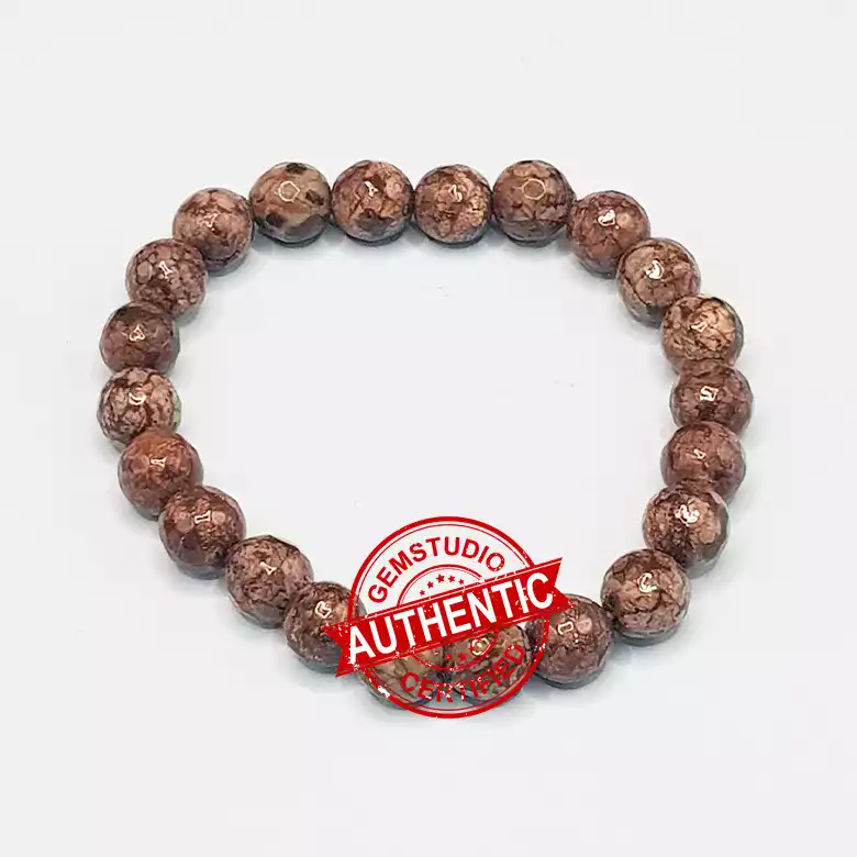 Brown Snowflake Obsidian Diamond Cut Bracelet - To Purify Aura - Image 8