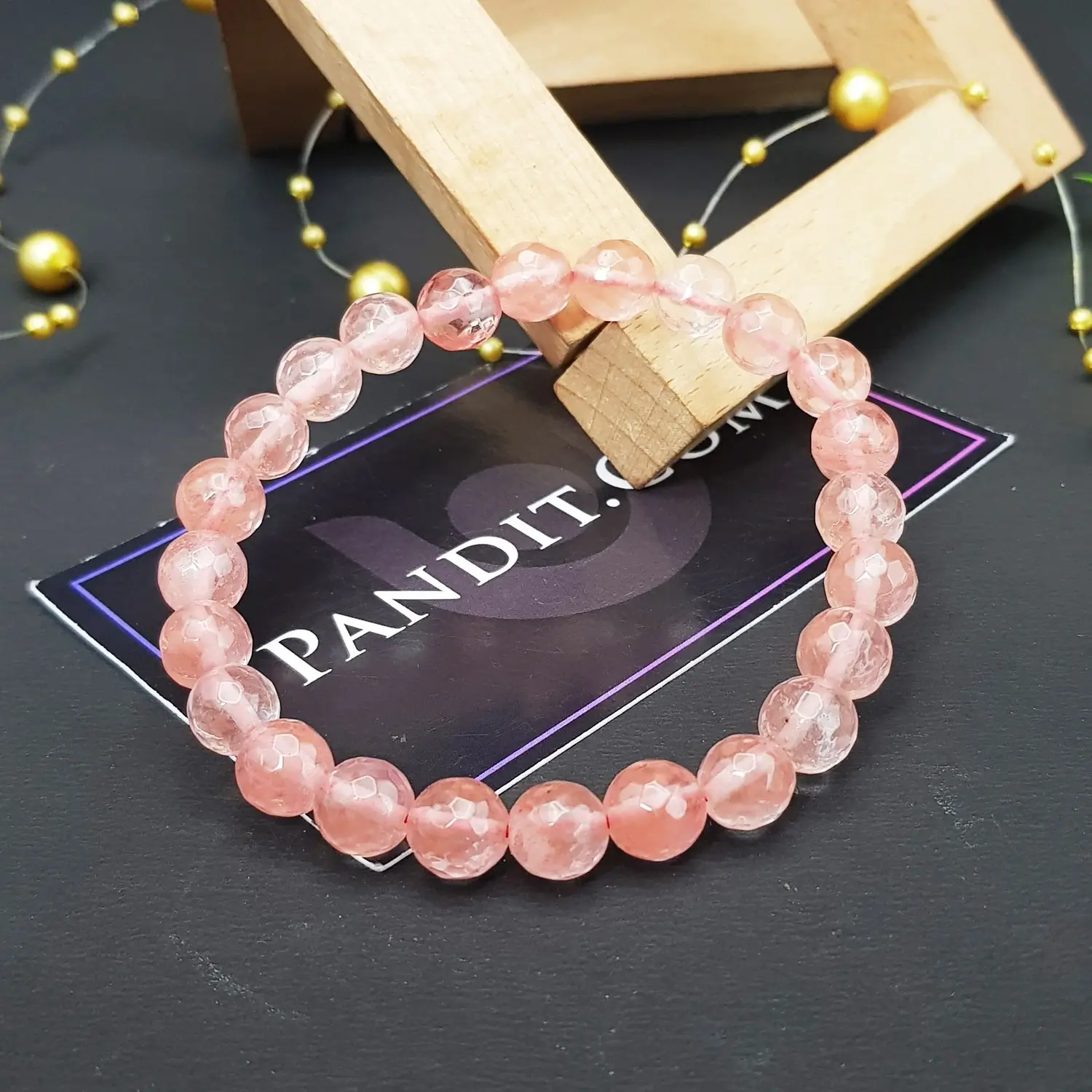 Cherry Quartz Diamond Cut Bracelet - To Strengthen Relationships - Image 2