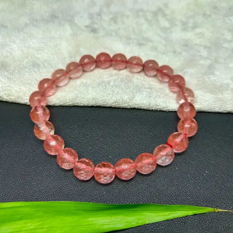 Cherry Quartz Diamond Cut Bracelet - To Strengthen Relationships - Image 4