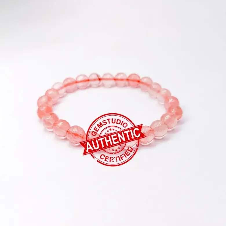 Cherry Quartz Diamond Cut Bracelet - To Strengthen Relationships - Image 7