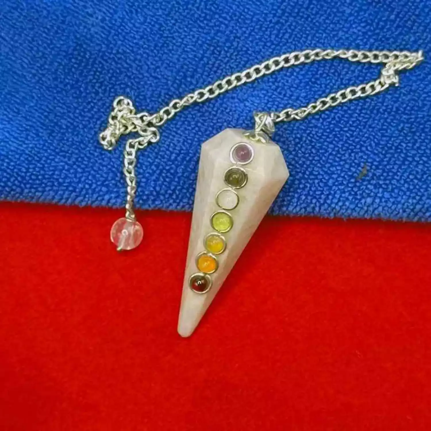 Cream Moonstone 7 Chakra Dowsing Pendulum - For Fertility - Image 3
