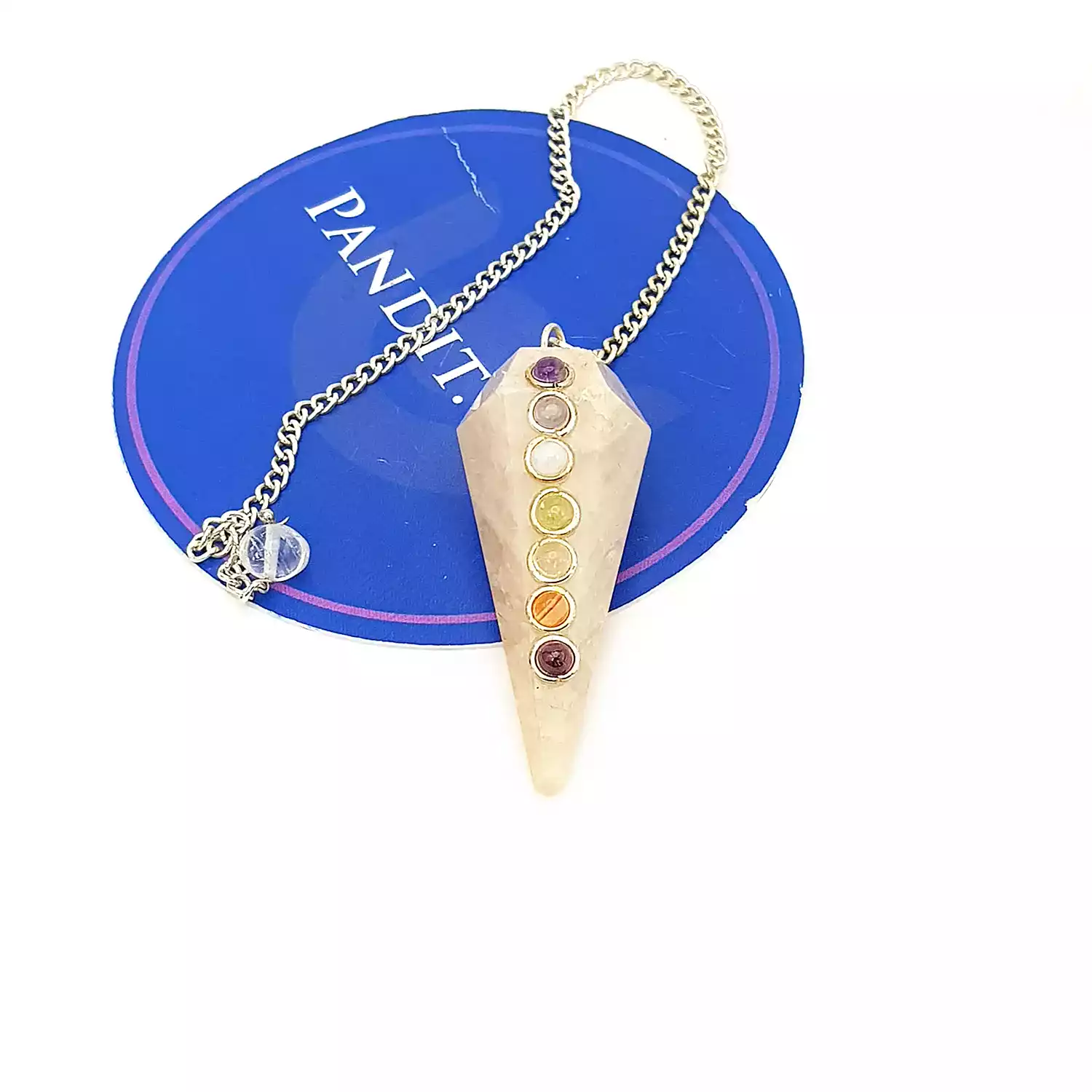 Cream Moonstone 7 Chakra Dowsing Pendulum - For Fertility - Image 4
