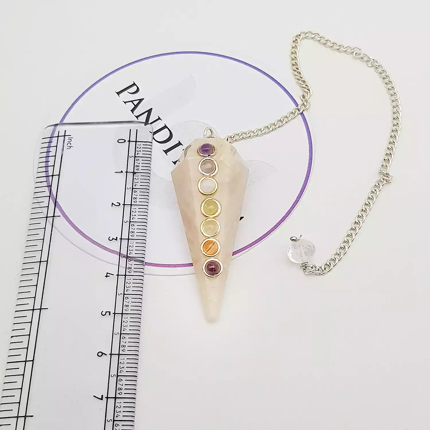 Cream Moonstone 7 Chakra Dowsing Pendulum - For Fertility - Image 5