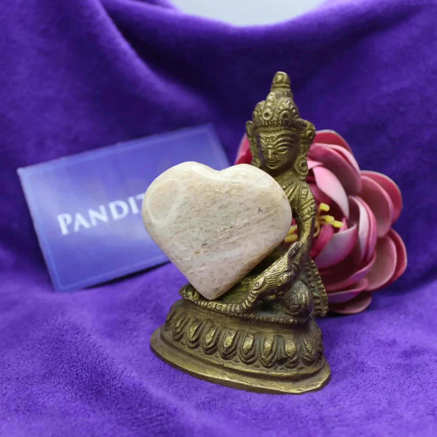 Cream Moonstone Healing Crystal Heart Stone - For Anxiety