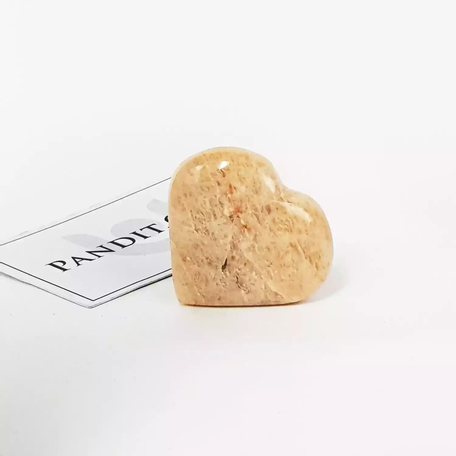Cream Moonstone Healing Crystal Heart Stone - For Anxiety - Image 4