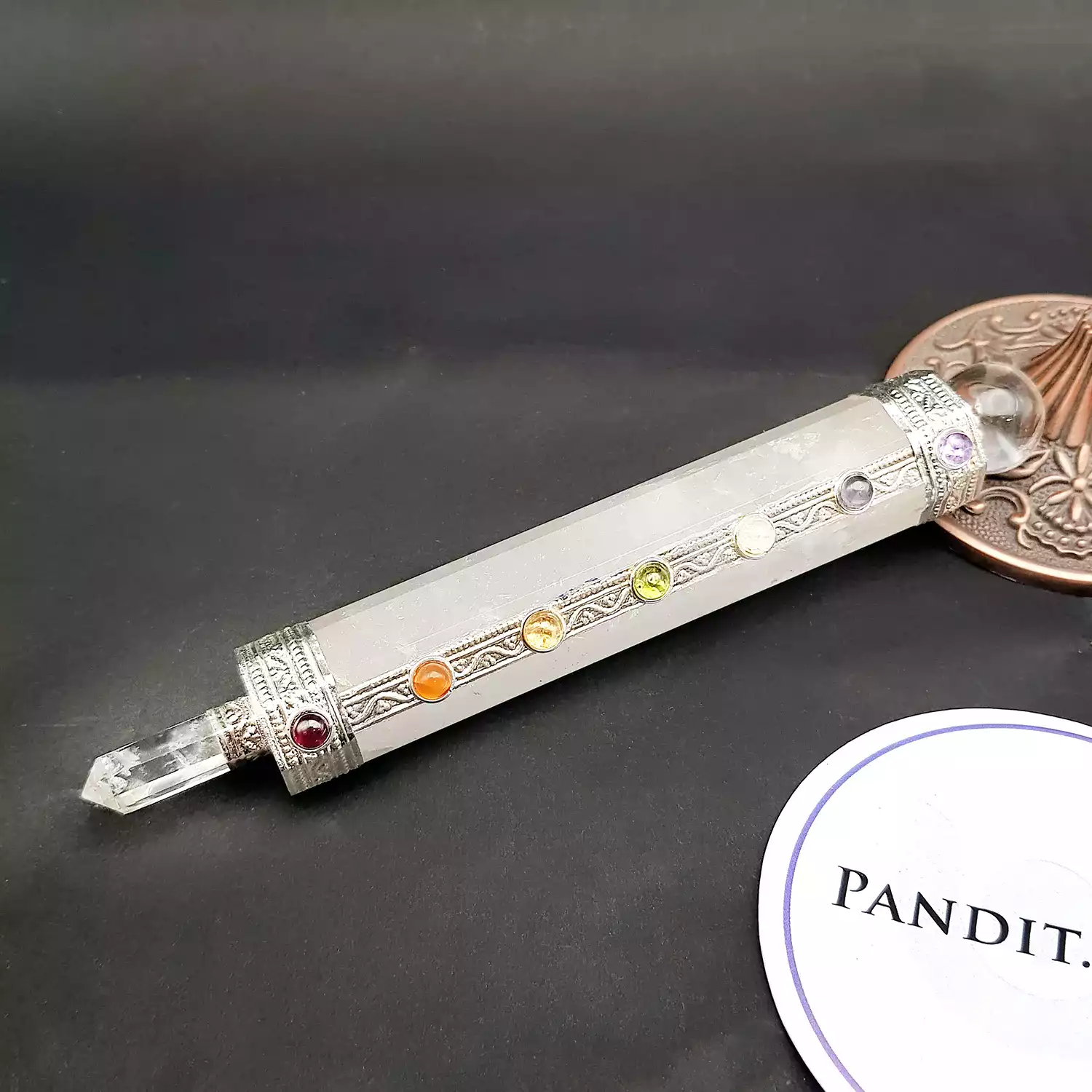 Crystal Quartz 7 Chakra Healing Stone Wand - Image 3
