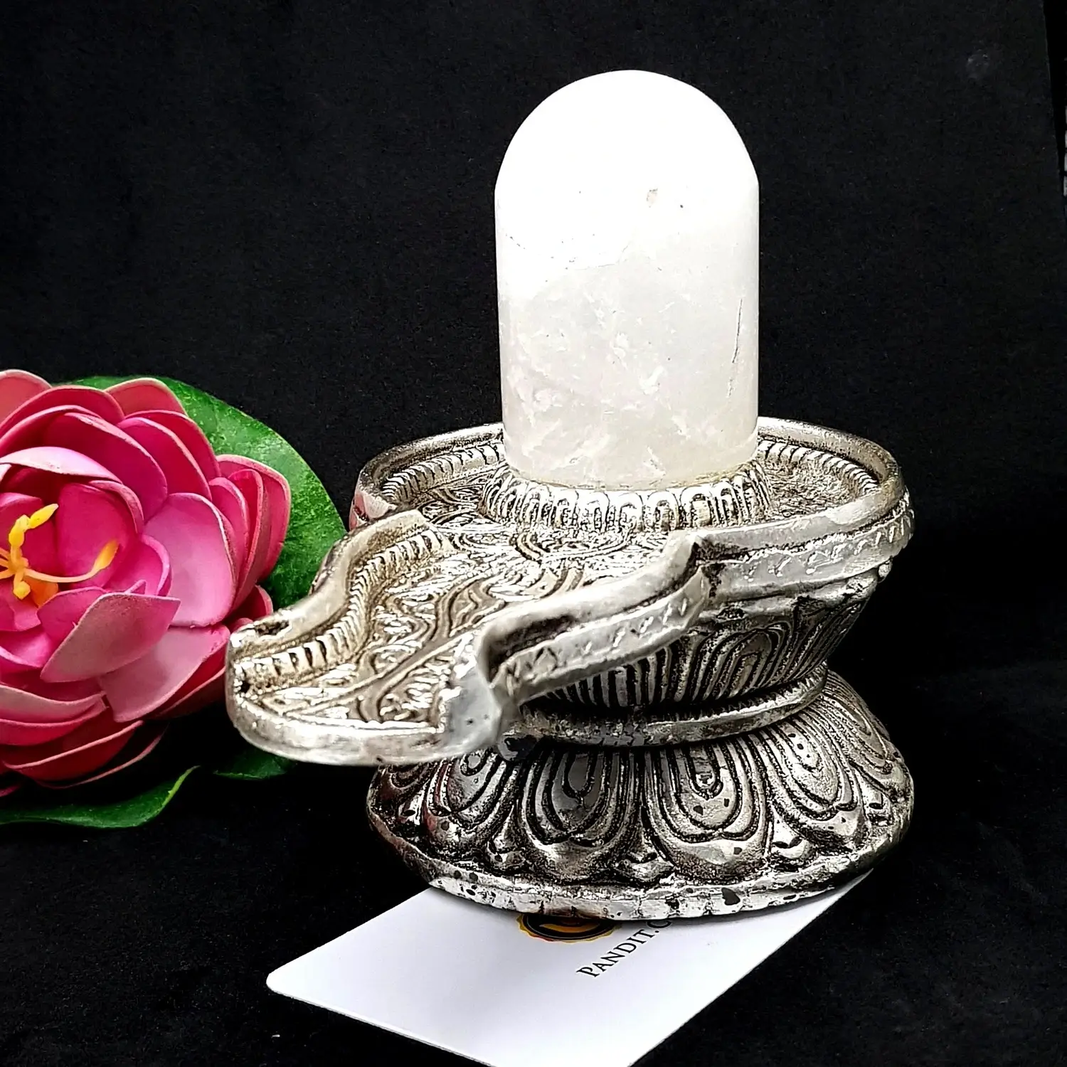 Crystal Shivling with German Silver Jalhari - Image 2