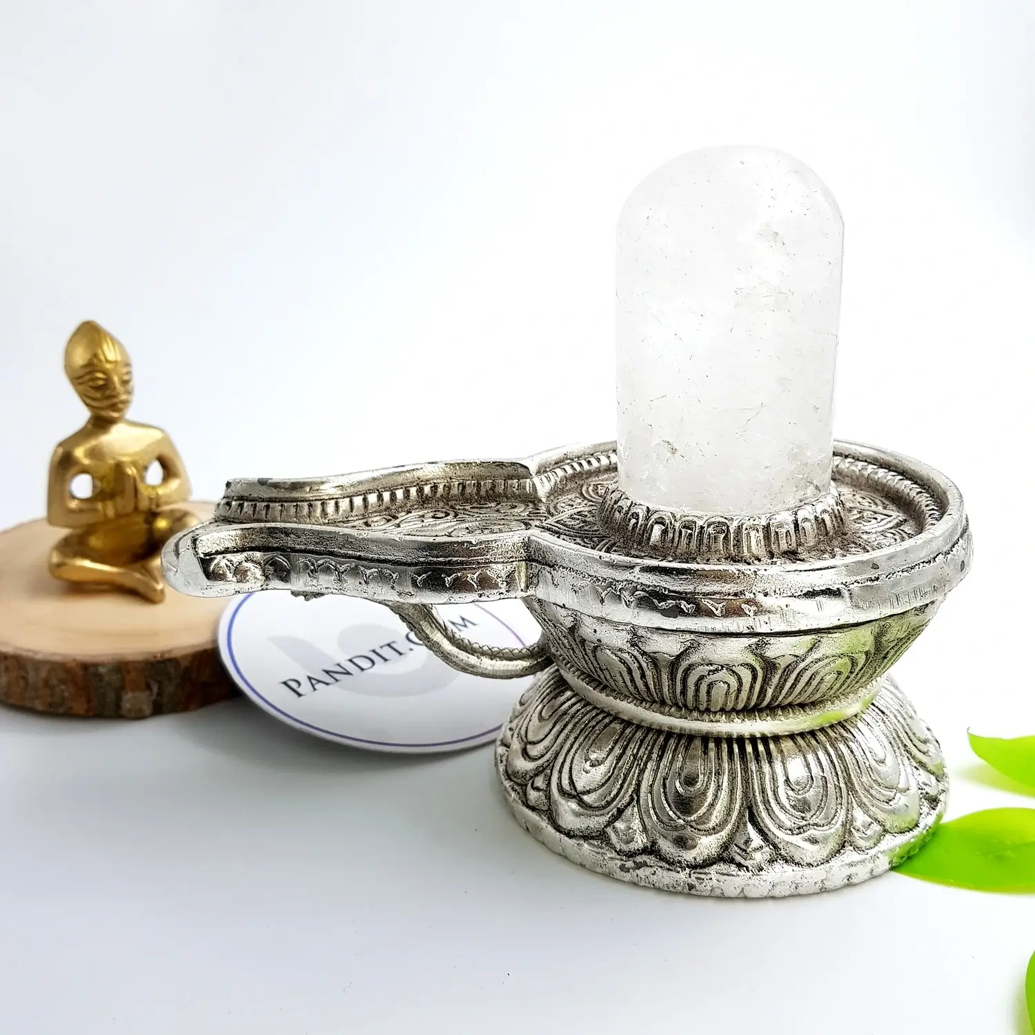 Crystal Shivling with German Silver Jalhari - Image 4