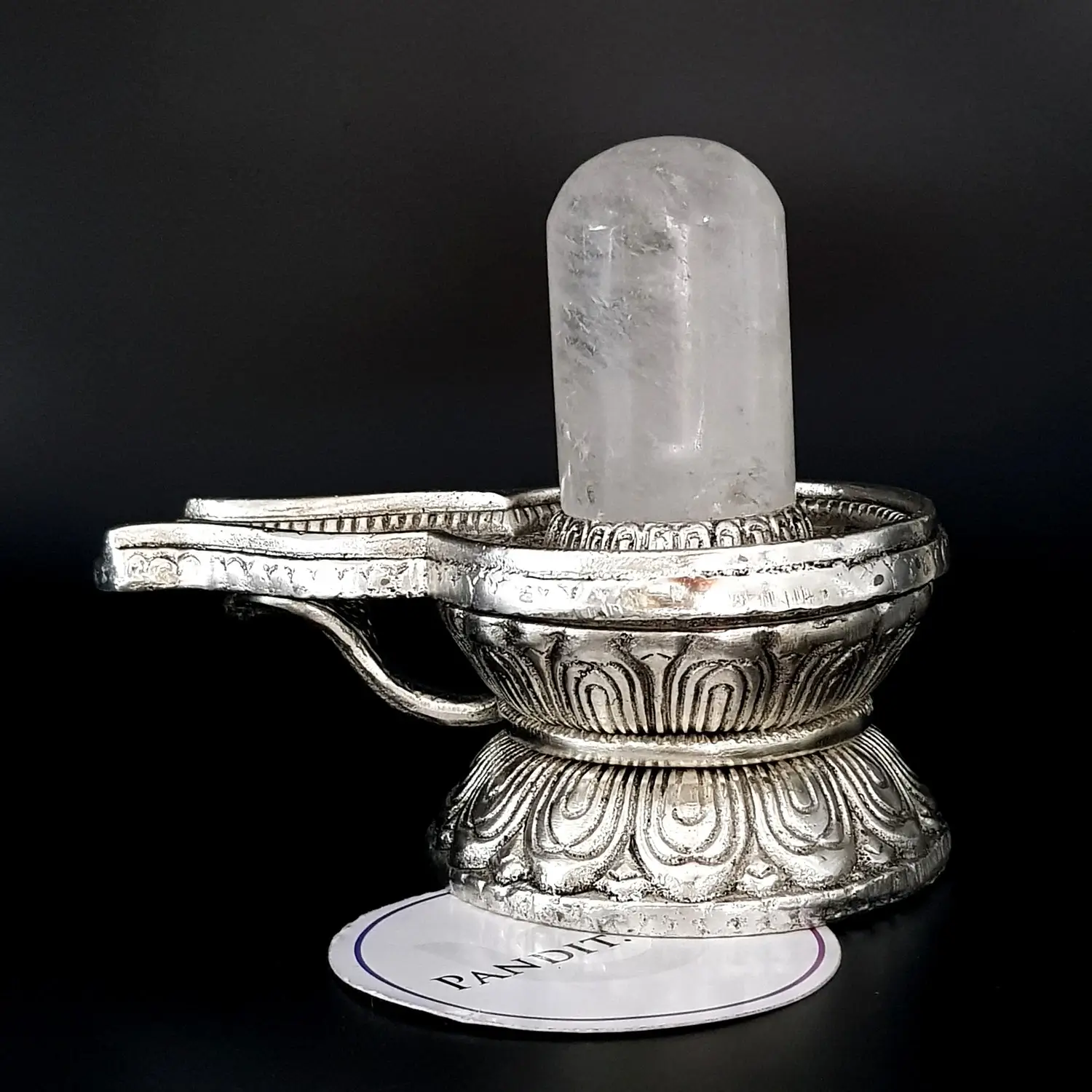 Crystal Shivling with German Silver Jalhari - Image 7