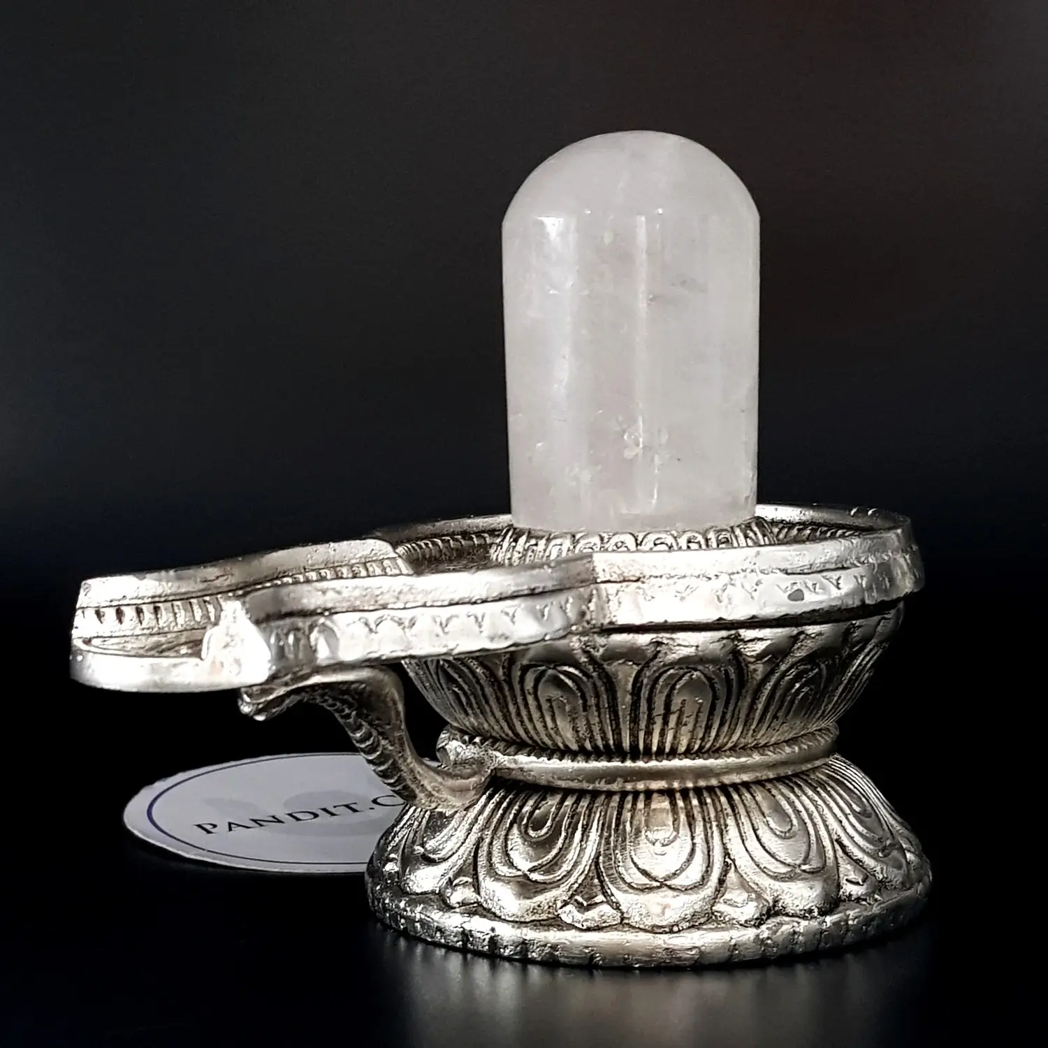Crystal Shivling with German Silver Jalhari - Image 9
