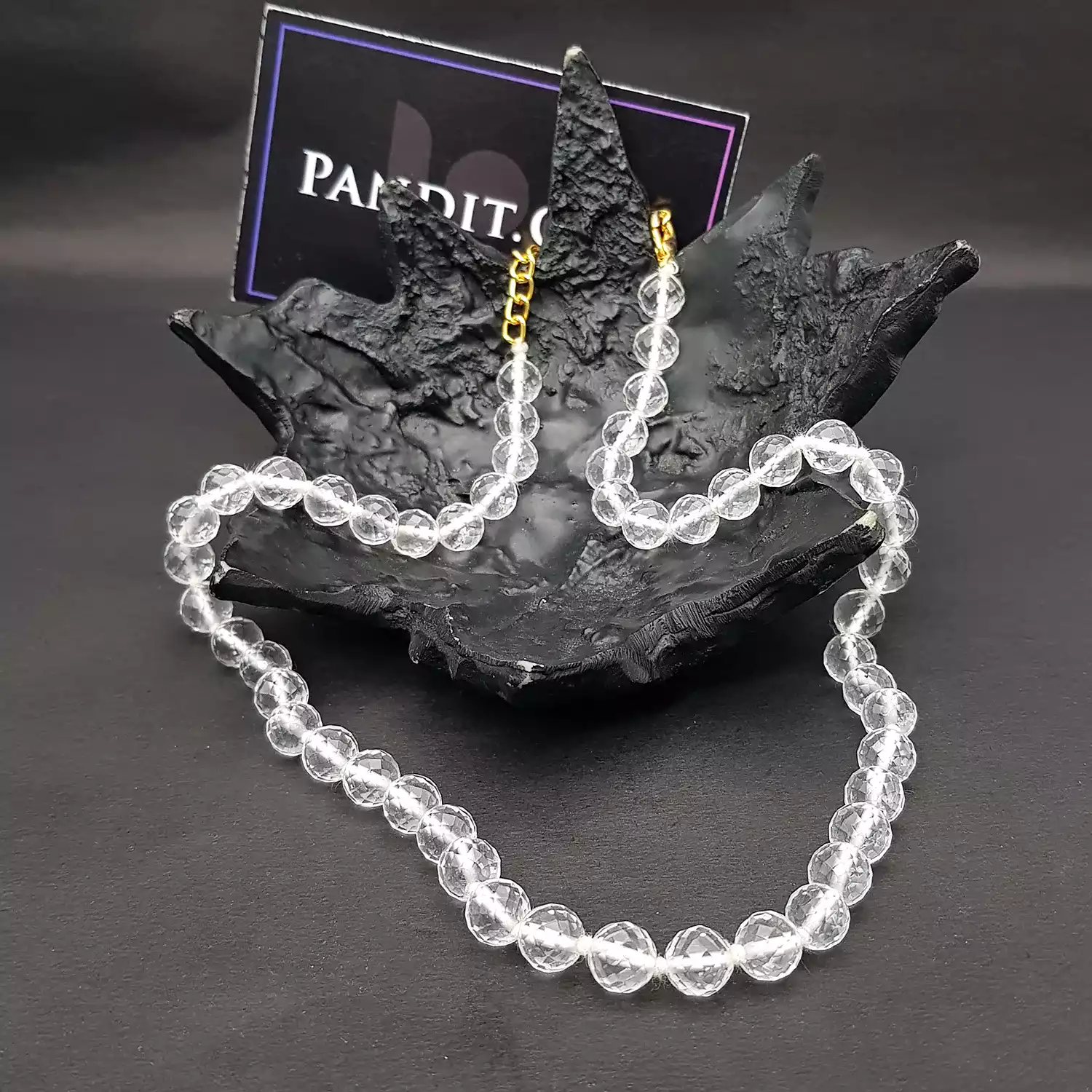 Crystal Sphatik Diamond Cut Mala Necklace - To Enhance Beauty - Image 3