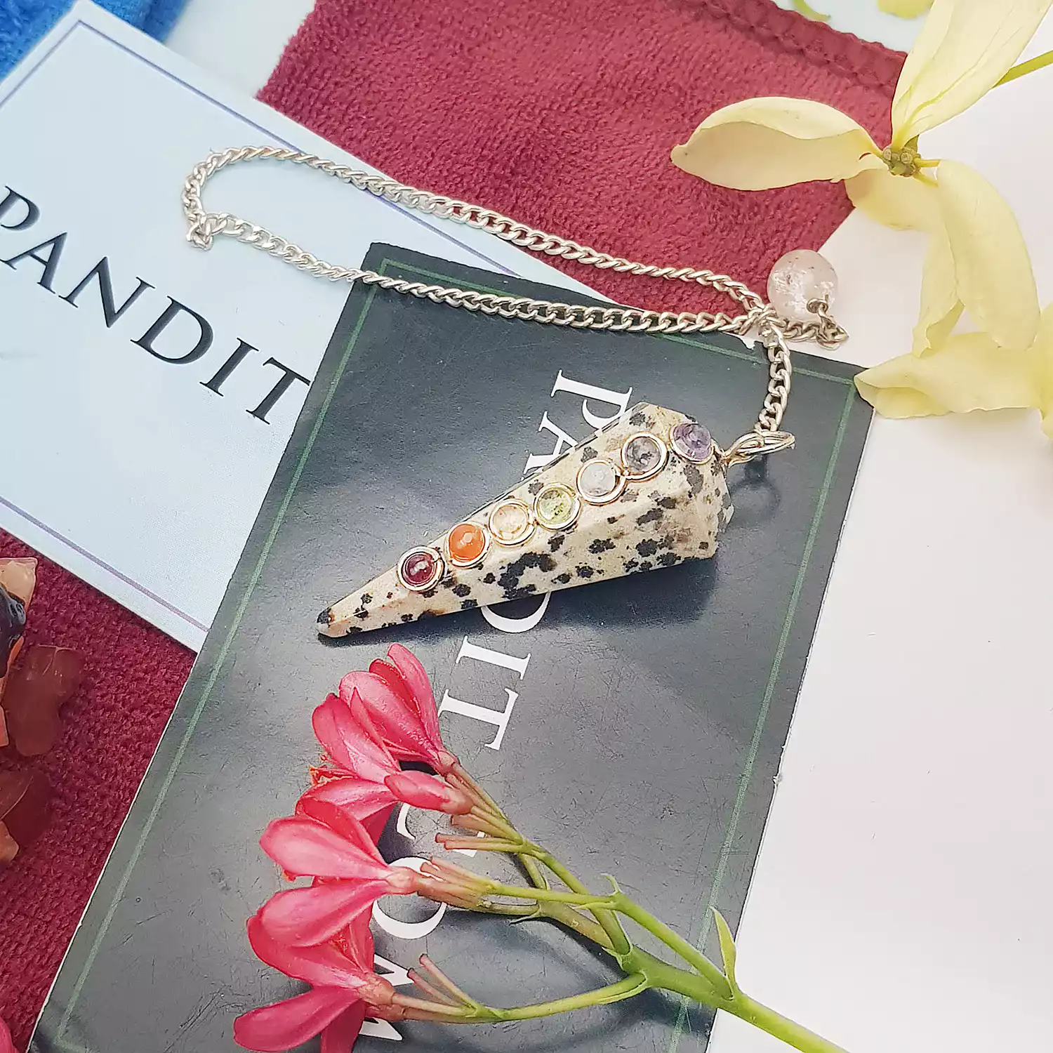 Dalmatian Jasper 7 Chakra Dowsing Pendulum - For Vastu Healing