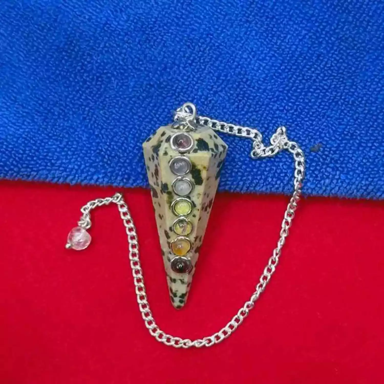 Dalmatian Jasper 7 Chakra Dowsing Pendulum - For Vastu Healing - Image 3