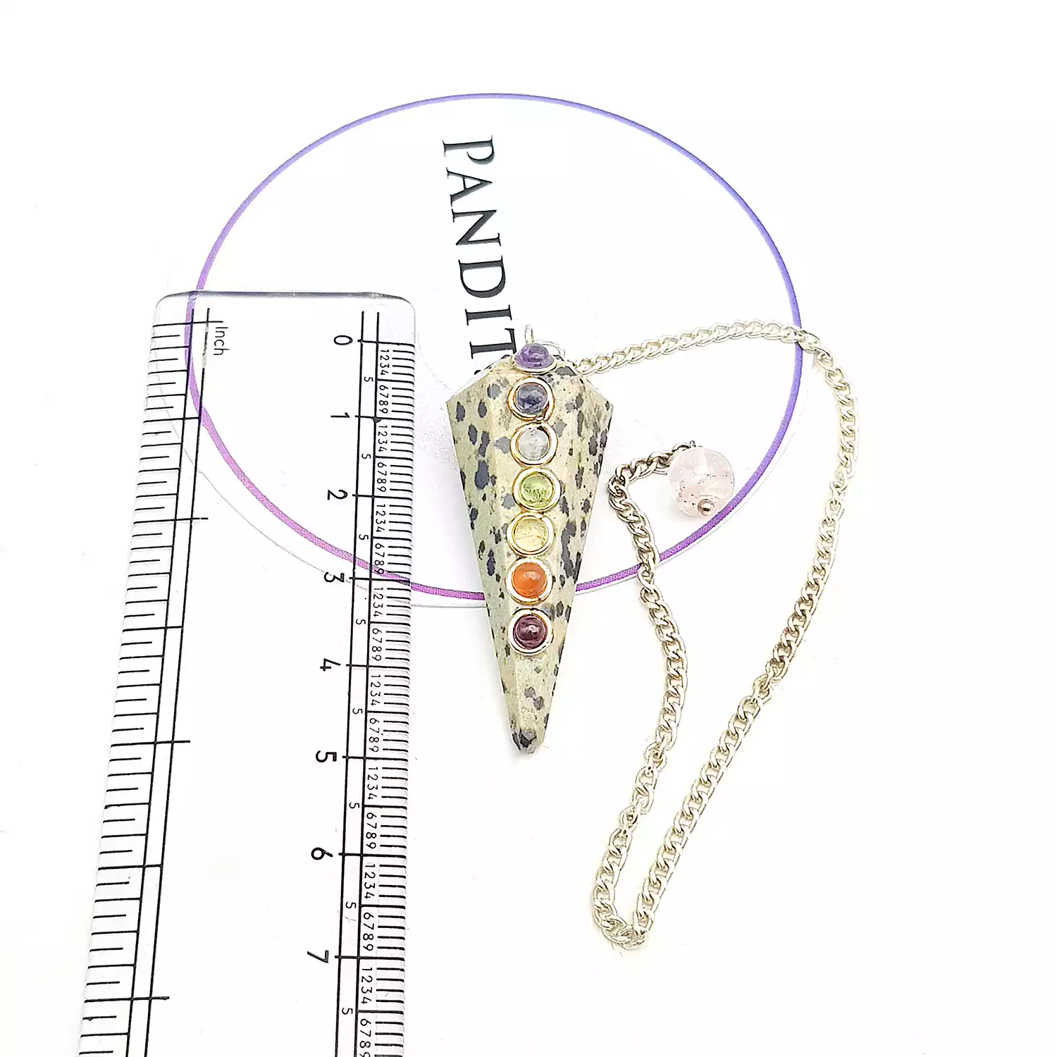 Dalmatian Jasper 7 Chakra Dowsing Pendulum - For Vastu Healing - Image 5