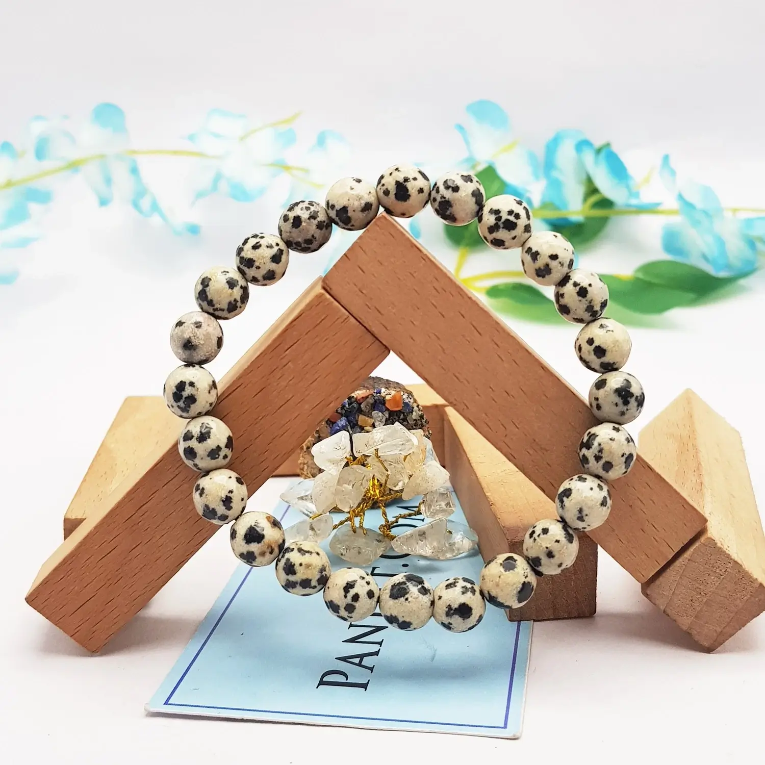 Dalmatian Jasper Diamond Cut Bracelet - To Stop Overthinking - Image 2