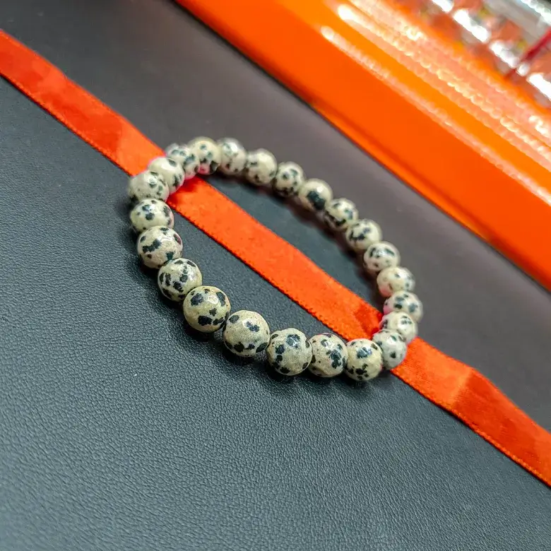 Dalmatian Jasper Diamond Cut Bracelet - To Stop Overthinking - Image 4