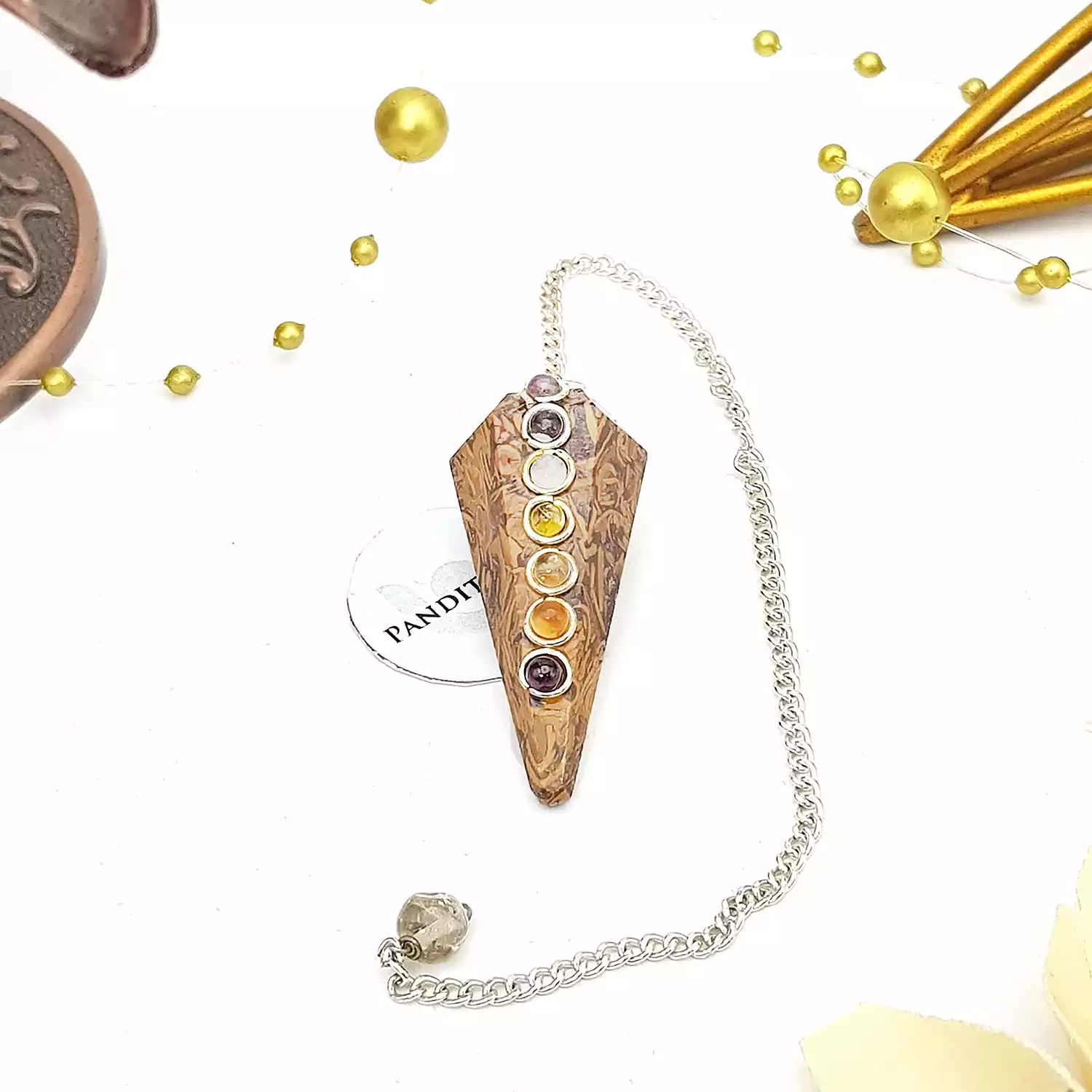 Elephant Jasper 7 Chakra Dowsing Pendulum - To Connect Nature - Image 2