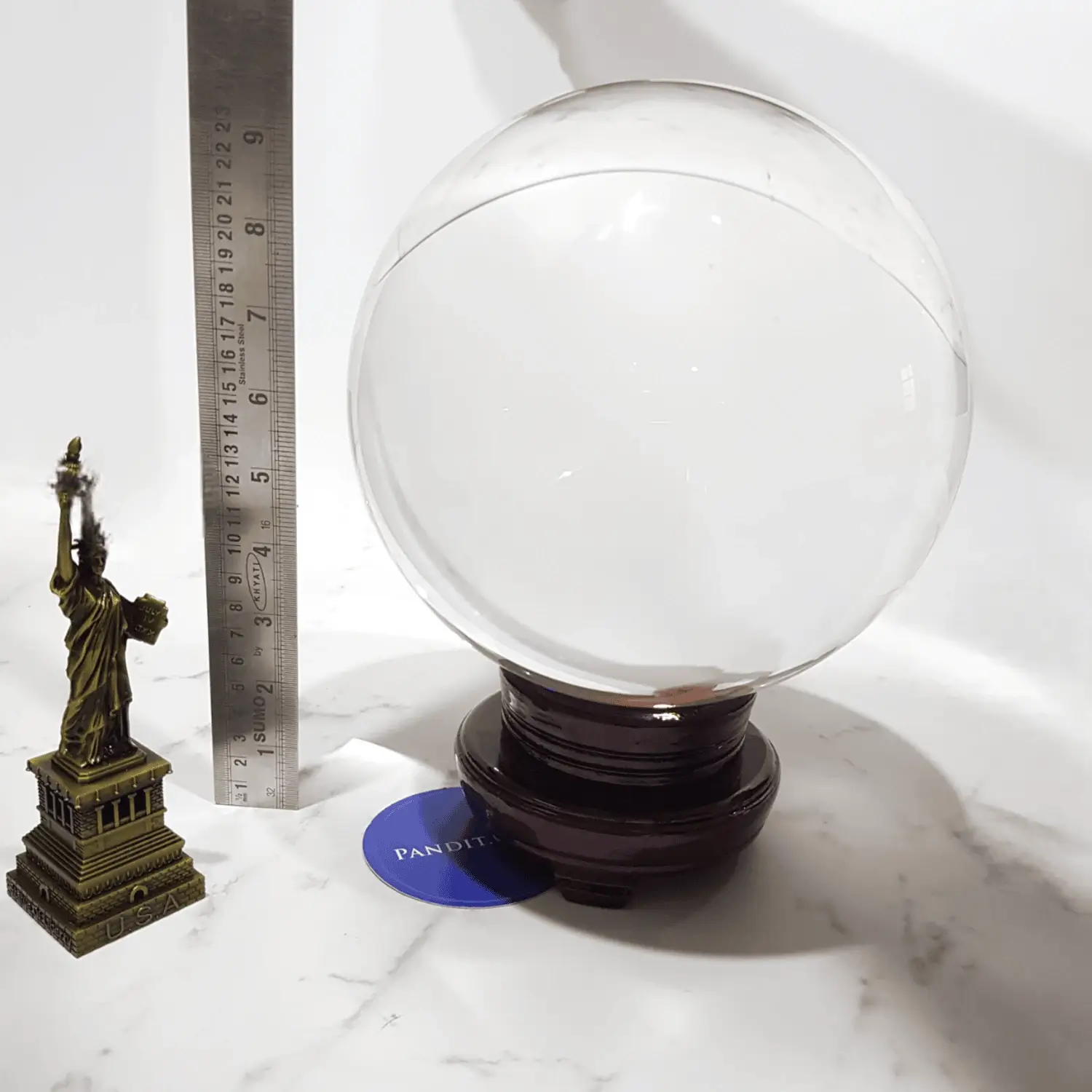 Feng Shui Crystal Gazing Ball with Wooden Stand