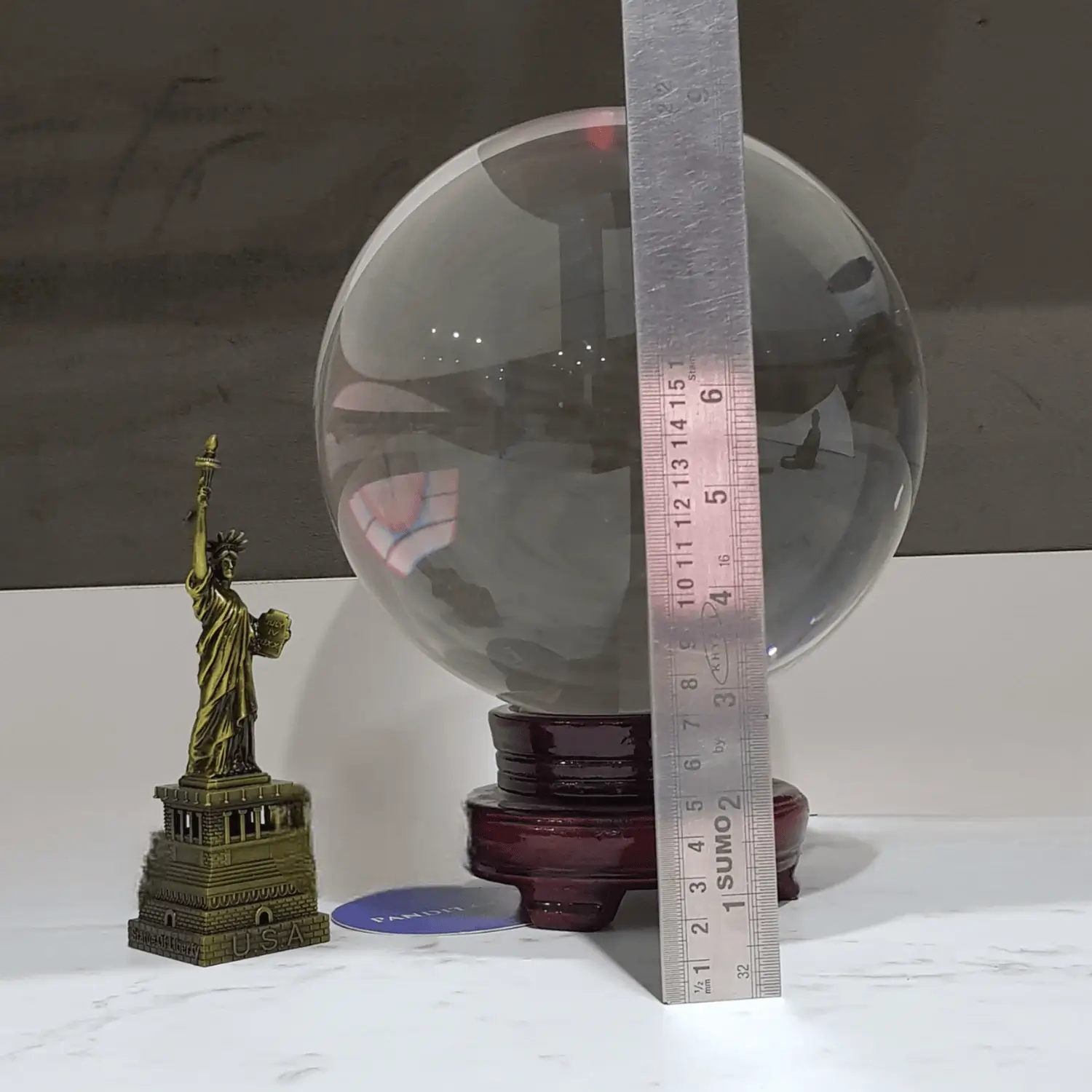 Feng Shui Crystal Gazing Ball with Wooden Stand - Image 2