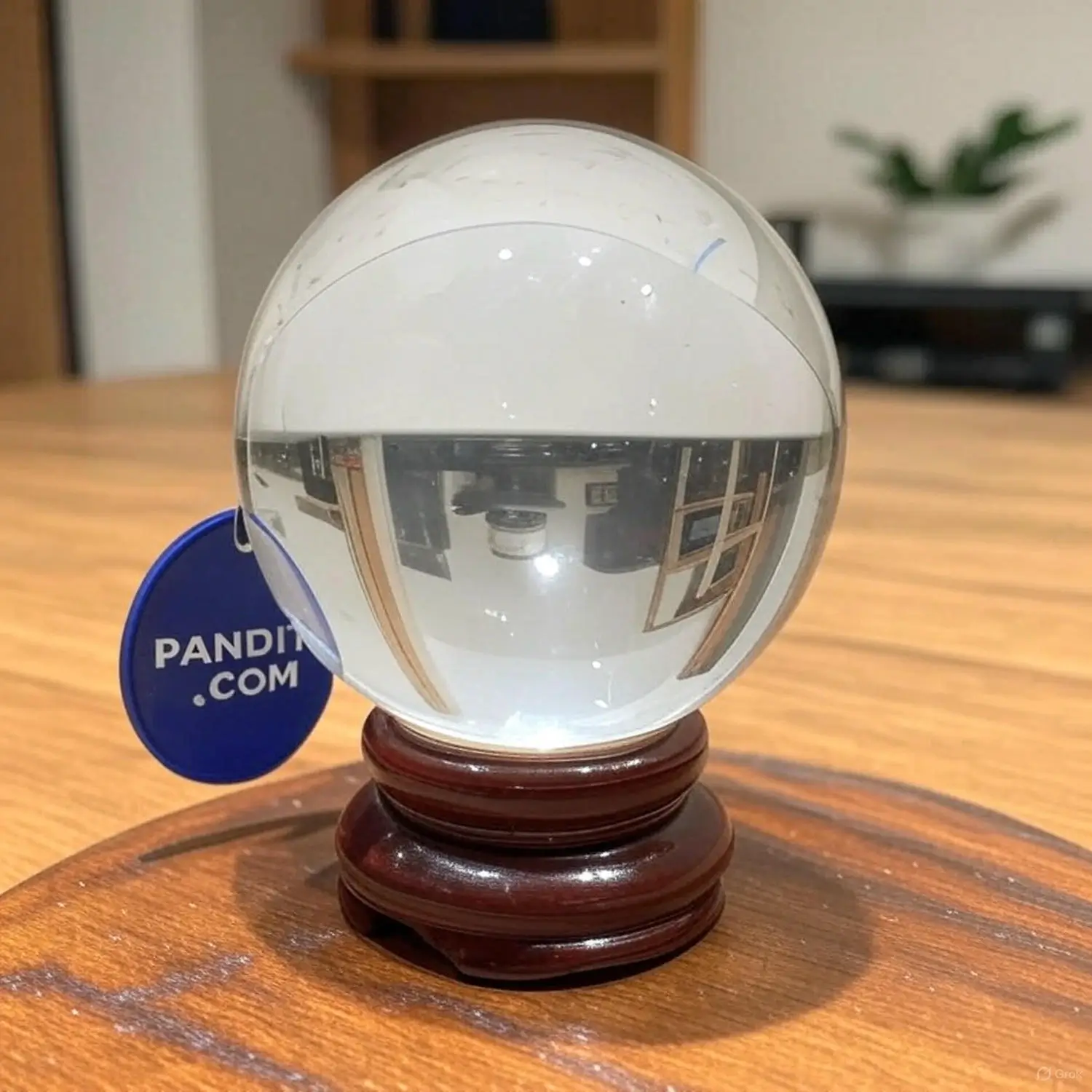 Feng Shui Crystal Gazing Ball with Wooden Stand - Image 3