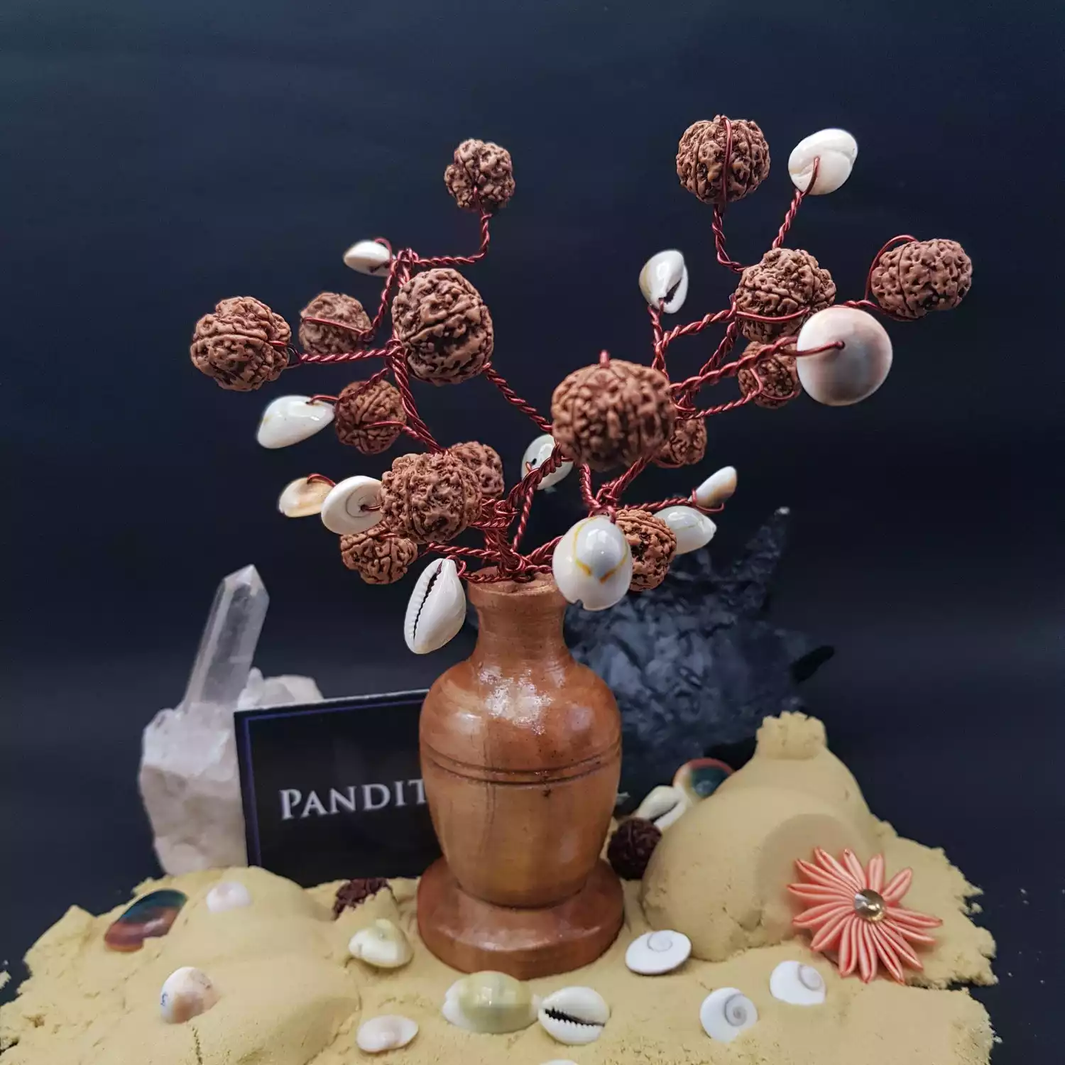 Five Mukhi Rudraksha Tree with Kaudi and Gomti Chakra - Image 2