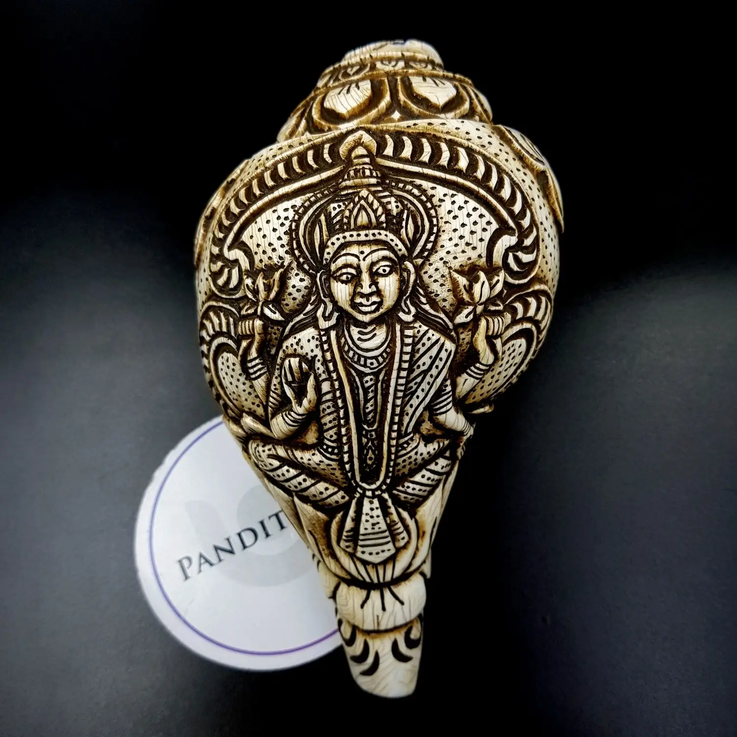 Goddess Lakshmi Carved Shankh - Image 3
