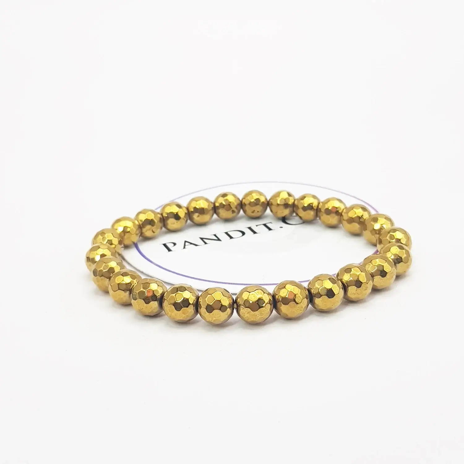 Golden Hematite Diamond Cut Bracelet - For a Luxurious Life - Image 3