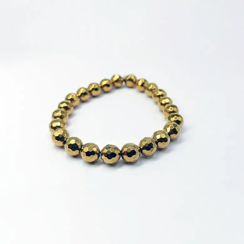 Golden Hematite Diamond Cut Bracelet - For a Luxurious Life - Image 6