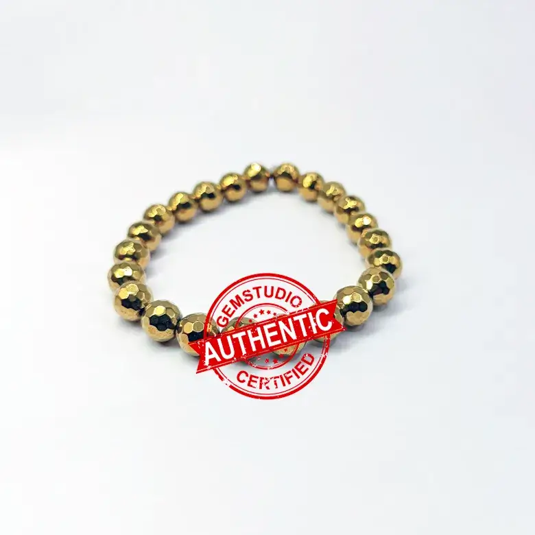 Golden Hematite Diamond Cut Bracelet - For a Luxurious Life - Image 7