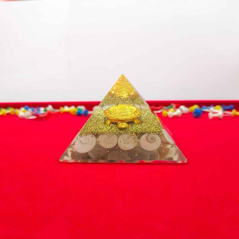 Gomti Chakra Orgone Pyramid with Tortoise - Image 4